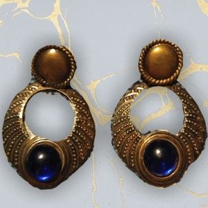 🎊(HP)⭐Gypsy Bronze color blue costume earrings